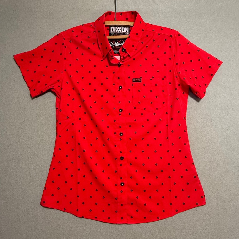 Dixxon Flannel Co. "Polkacide" Red Black Short Sleeve Party Shirt Men M